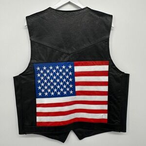 Interstate Leather American Flag Vest Mens Size Large Biker Rebelcore Patriotic